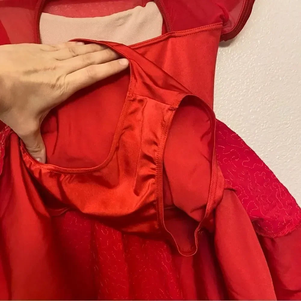 WEISSMAN Dance Costume red sequin mesh dress PLAY THAT SAX 11075 -Adult SA